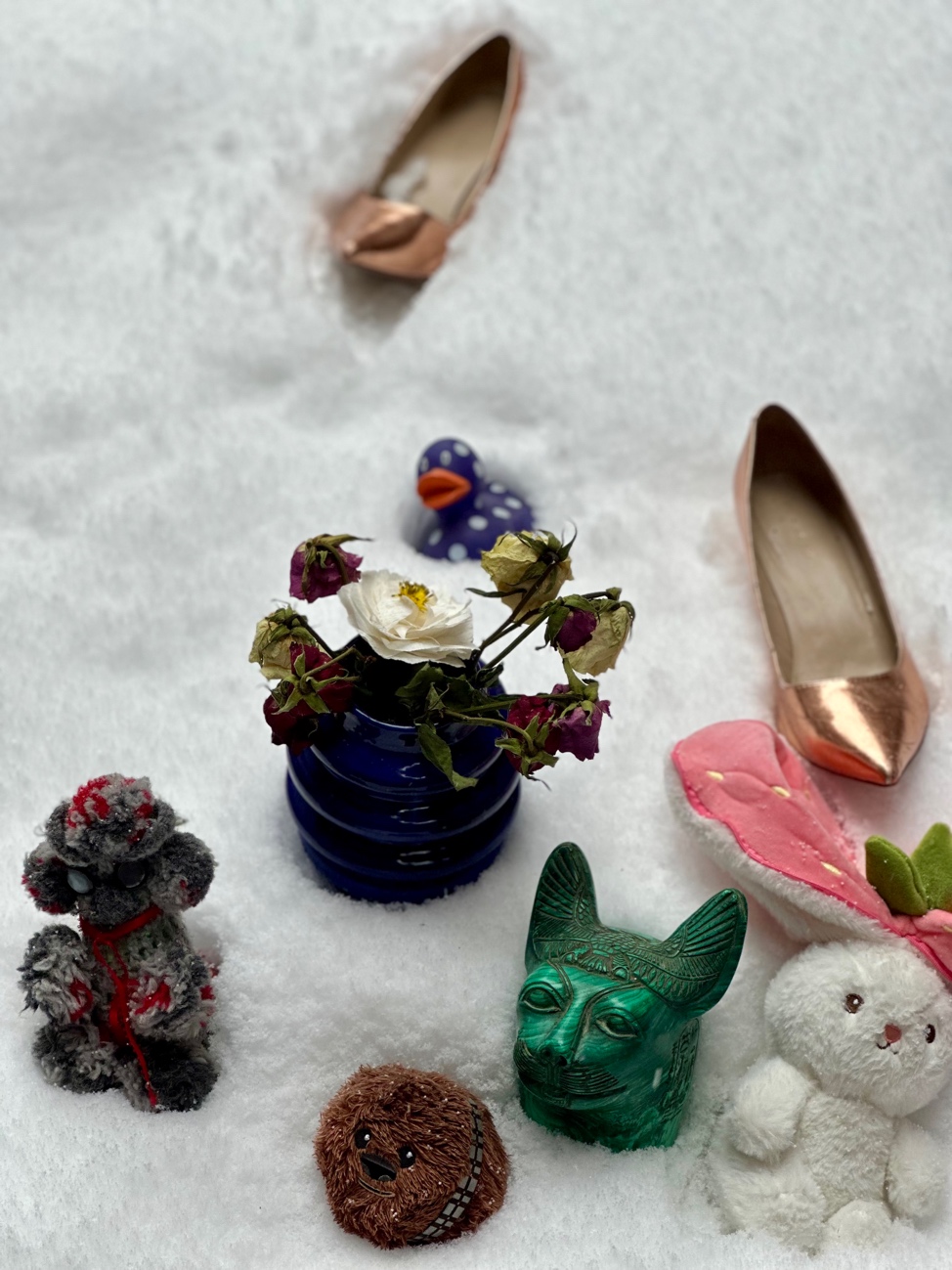 A group of objects on snow
AI-generated content may be incorrect.